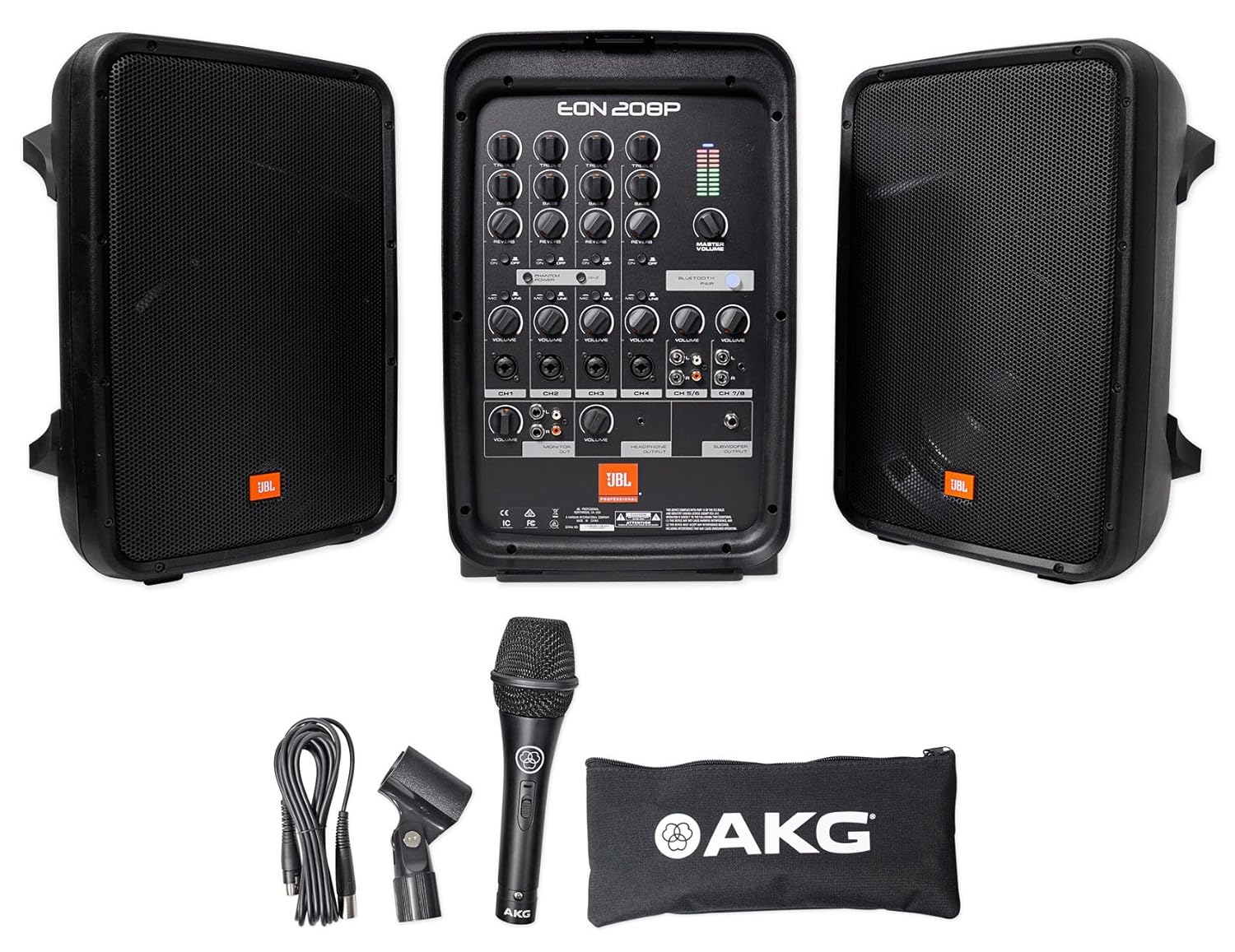 JBL Professional Auxiliary Subwoofer Jbl Eon208P 8-Inch 2-Way Portable Pa System Speaker, Black