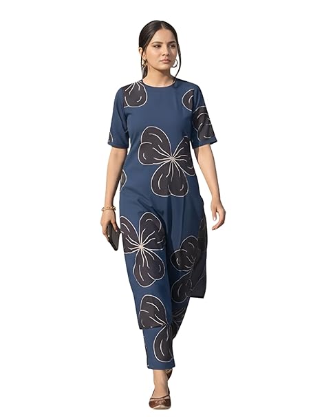 Leriya Fashion Women's Rayon Kurta Sets| Co ord Set for Women Stylish | Sleeveless Printed Kurtis | Dress | Comfortable Outfit for Office Look | Daily Summer Travel & Festive Dress