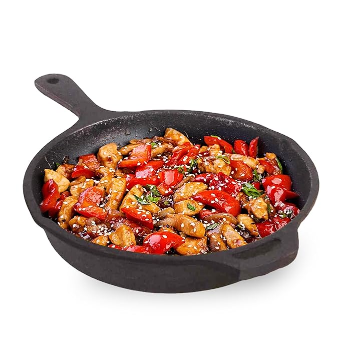 The Indus Valley Preseasoned Cast Iron Fry Pan/Skillet With Long Handle|Medium,25Cm/ 9.8Inch,1.6Ltr,2.4Kg|Induction Friendly|Nonstick Fish Fry Pan,100% Pure & Toxin Free,No Chemical Coating,Black