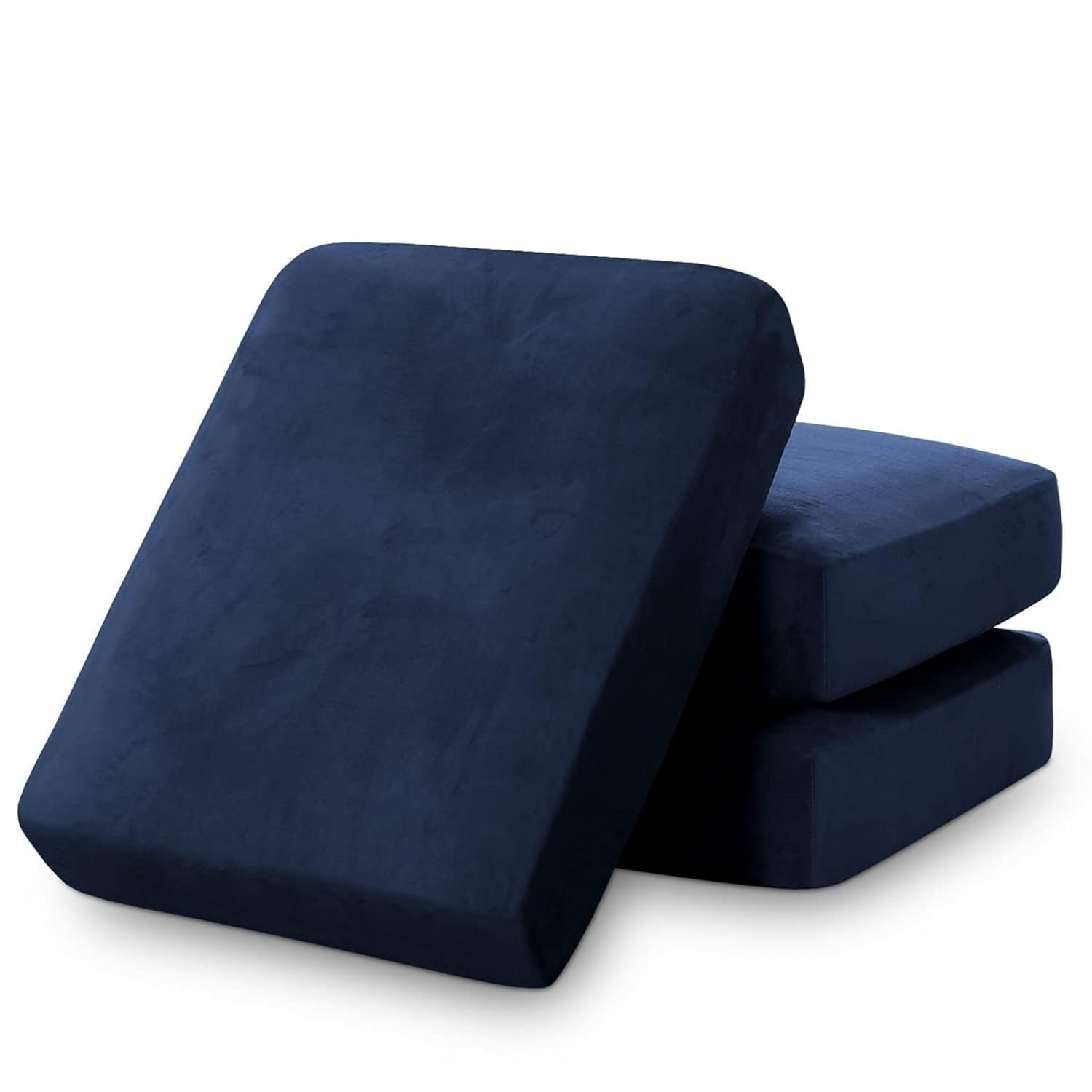 32D High Density Foam Sofa Seat & Back Cushion Set | Premium Non-Wrinkle Sofa Gaddi with Removable Washable Zip Cover | Multipurpose Use |21x22x5 | Navi Blue-10 | Seat & Back Cushion