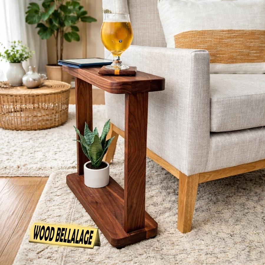 Wooden Bed & Sofa Side Table for Living Room | Bed Room Bedside Nightstand Decor Furnitures Accent Table - Honey Finish