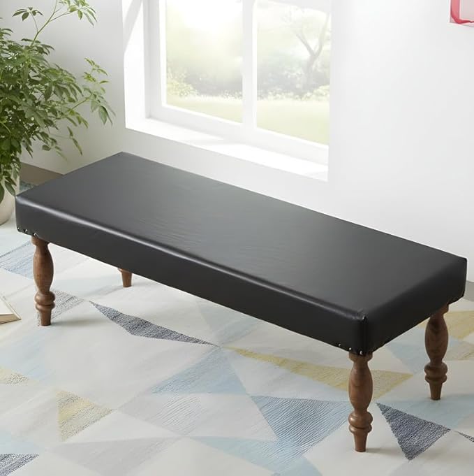 Ikiriya Stylish Cairo Sheesham Wood Accent 3 Seater Bench, Beige Sparkle Velvet (48x16x16 Inches, 1 Yr Warranty)