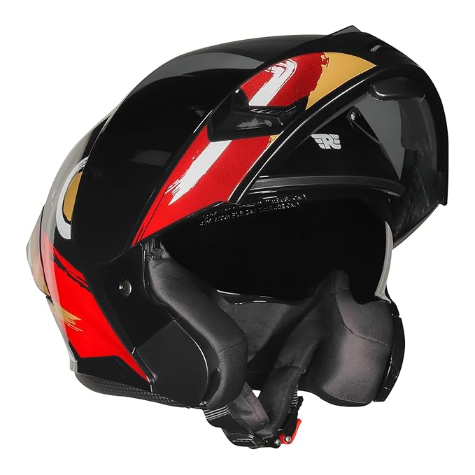 Royal Enfield Stealth MOD Brushed Modular Helmet | Certification: ISI & DOT | Shell Construction: High Impact Grade ABS & Fiberglass Composite | Weight: 1200 +/-50 | RED M
