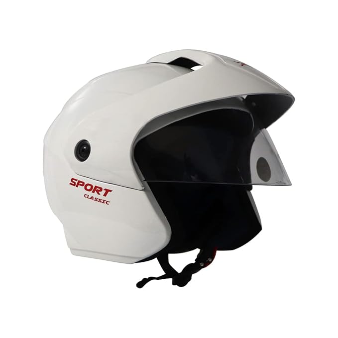 TVS Lightweight Half Face Helmet for Men and Women with Clear Vison & Dynamic Ventilation System, ISI Certified DOT Certified Helmet, High Impact ABS, Bike Accessories |Scooty (Color:White, Size:L)