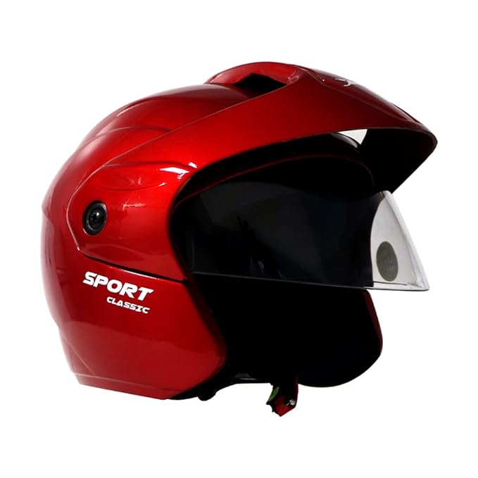 TVS Half Face Helmet for Men and Women, Red, Size L, ISI and DOT Certified