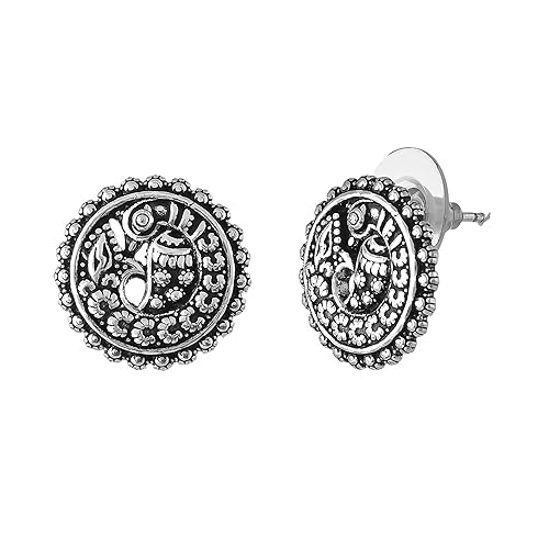 Voylla Morni Krutika Ear Studs, Oxidised, Party, EveryDay Wear, Studs Earrings for Women