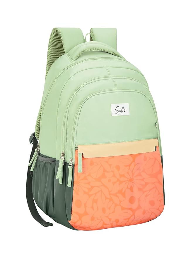 Genie School Backpack For Girls |19 Inch-36 Litres With Laptop Sleeve, Rain cover, Three Compartments, |Best for Books, Water Bottles, Stationery, Laptop, Lunch Box & Essentials