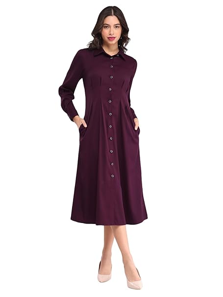 FableStreet Women Buttondown Shirt Dress | 3/3th Sleeve Flowly Dress Perfect for Casual Outings