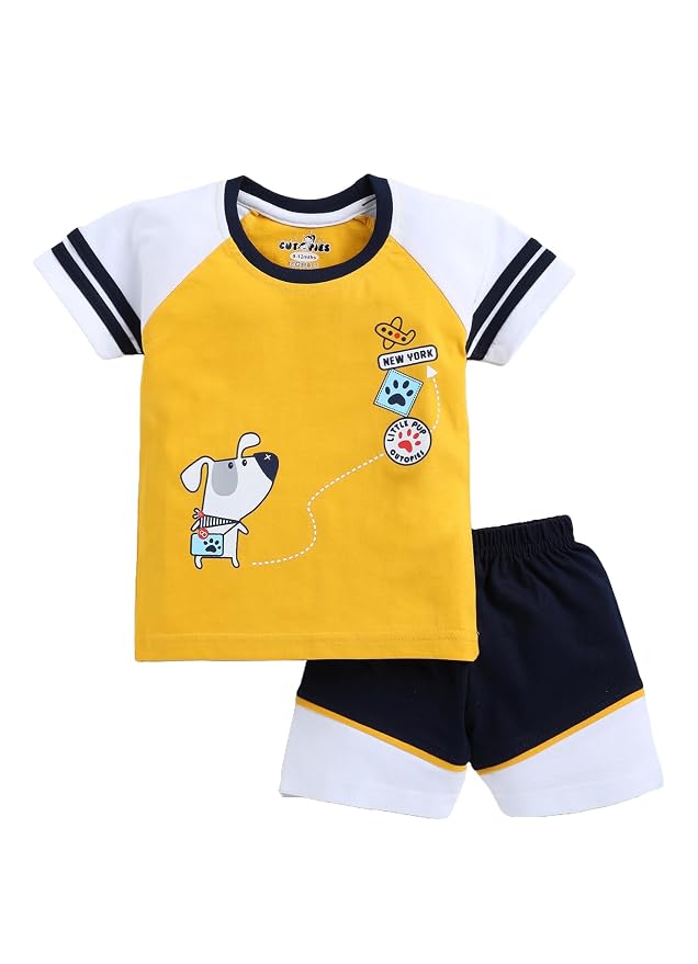 Boys & Girls 100% Pure Cotton Fanta Half Sleeve T-shirt and Shorts Set (Pack of 1) Baby Boys' Clothing Sets