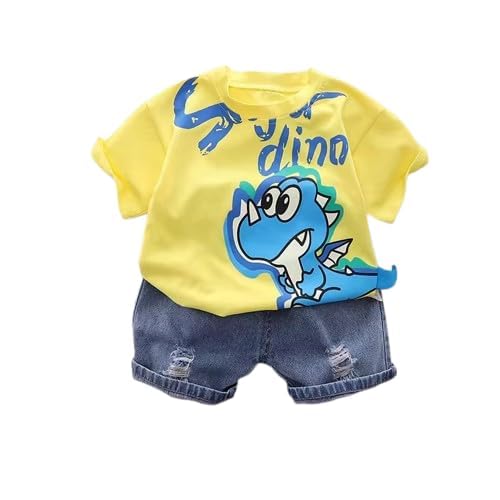 SHREE SHYAM TEXTILE Cotton Kids Dress, Printed Half Sleeves T-Shirt with Denim Shorts Set