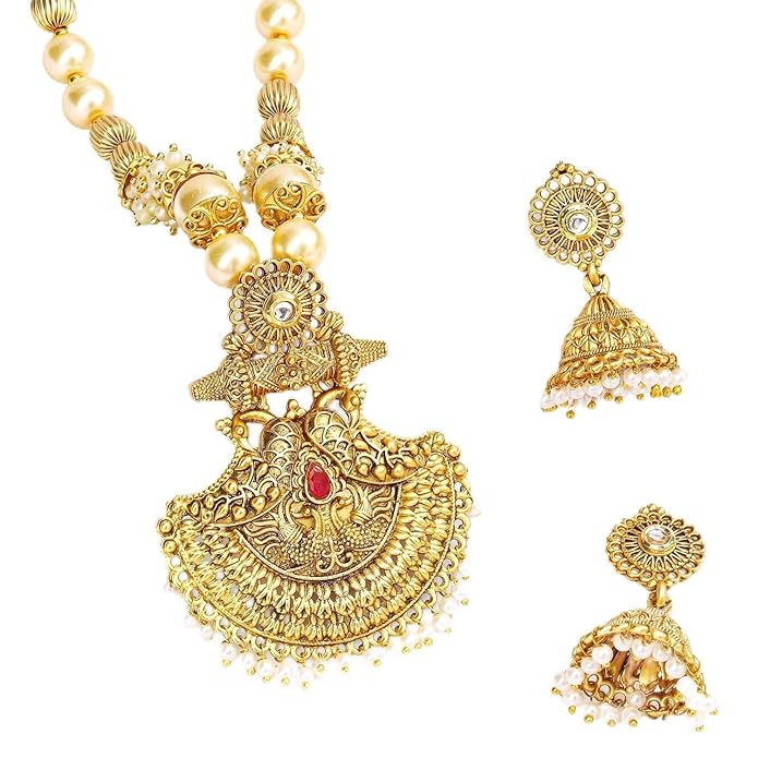 Rubans Gold Plated Necklace Set Traditional Festive Jewellery for Women & Girls