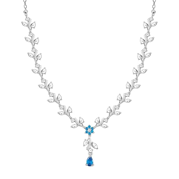 GIVA 925 Silver Blue Daisy Necklace | Gifts for Girlfriend,Pendant to Gift Women & Girls | With Certificate of Authenticity and 925 Stamp | 6 Months Warranty*