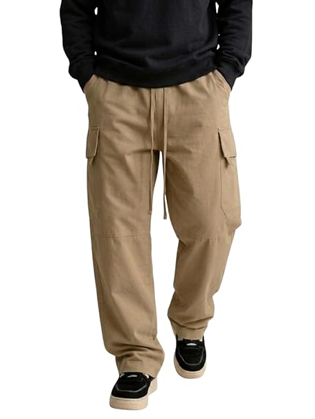 Leriya Fashion Men’s Cargo Pants | 6 Pocket Cotton Cargo Joggers for Men | Loose Fit Stylish Pant with Pockets | Casual Baggy Trousers & Streetwear Lower