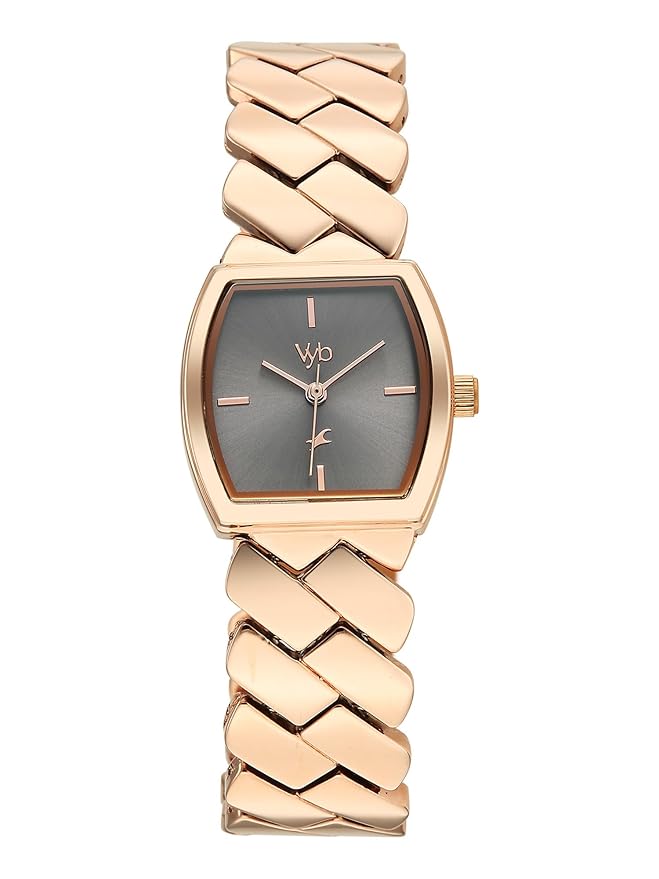 Fastrack Vyb Showstopper with Quartz Analog Grey Dial Rose Gold Alloy Strap Watch for Girls - FV60112WM02W
