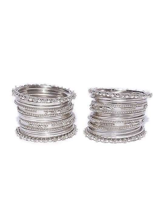 YouBella Jewellery Sets for Women Silver Plated Afghani Tribal Necklace Jewellery set with Earrings and Bangles Combo For Girls/Women