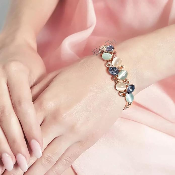 Shining Diva Fashion Latest Stylish Rose Gold Austrian Crystal Bracelet For Women And Girls (11942B), Free Valentine Gift for Girlfriend