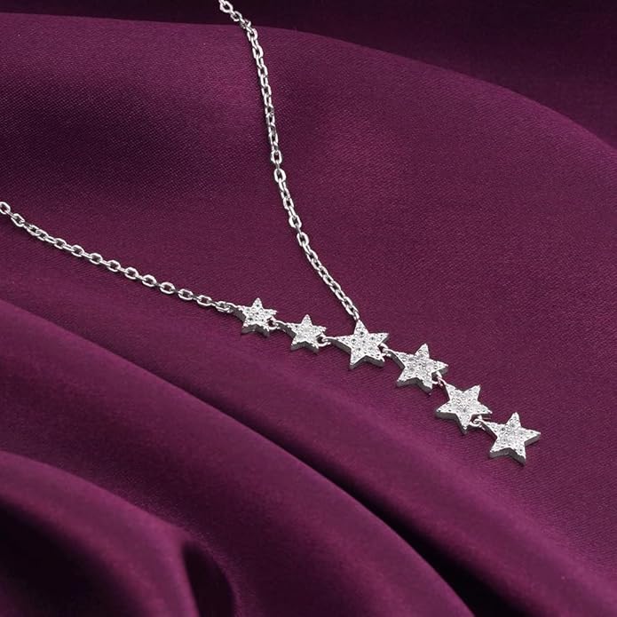 GIVA 925 Silver Starry Drop Necklace | Gifts for Girlfriend,Pendant to Gift Women & Girls | With Certificate of Authenticity and 925 Stamp | 6 Month Warranty