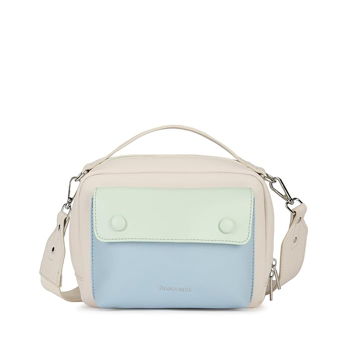 Fastrack Pastel Satchel Bag for Women | Faux Leather Handbag with Flap Closure, Inner Organizer Pockets and Detachable Strap | Compact Everyday Satchel for Errands, Outings and City Wear