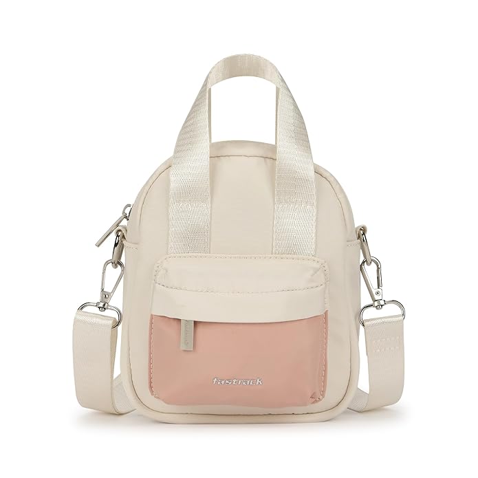 Fastrack CarryOn Mini Sling | Nylon Women’s Sling Bag | Dual Carry Options with Webbing Handles | Quick-Access Pockets & Zipper Closure