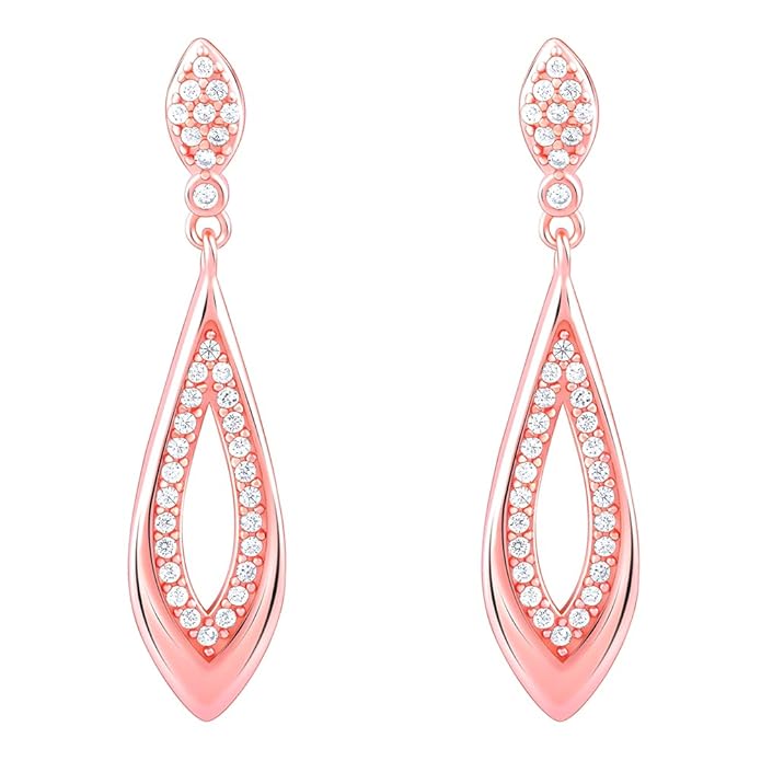 GIVA 925 Silverrose Gold Halo Drop Earrings|Gifts For Girlfriend,Rakhi Rakshabandhan Gift For Sister Bhabhi,Gifts For Women & Girls|With Certificate Of Authenticity And 925 Stamp|6 Month Warranty*