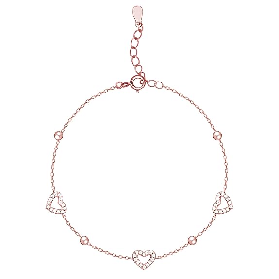 GIVA 925 Silver Rose Gold Halo Heart Bracelet, Adjustable Gifts for Girlfriend, Gifts for Women & Girls| With Certificate of Authenticity and 925 Stamp | 6 Month Warranty*