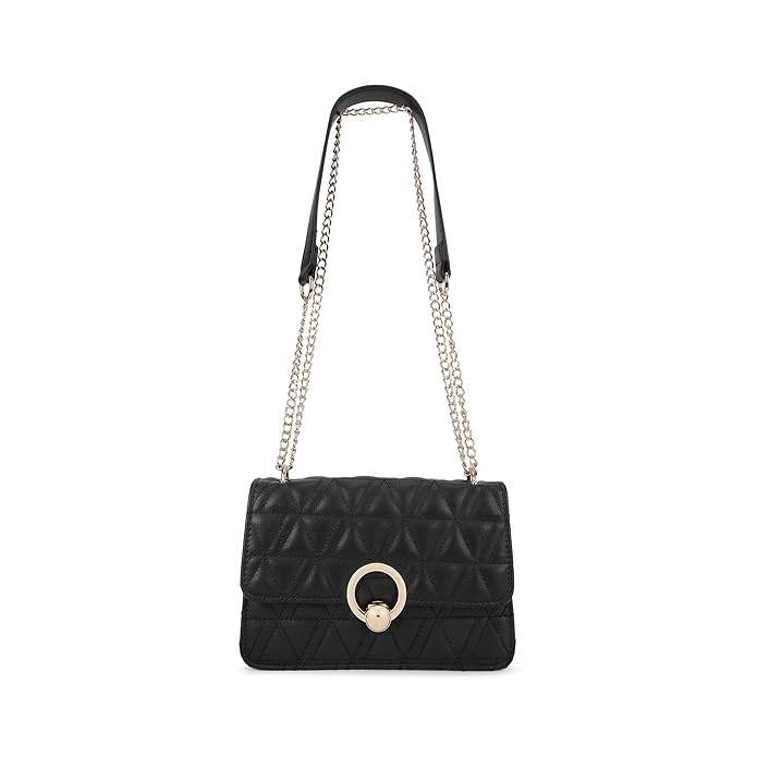 Fastrack Quilted Structured Sling Bag for Women, Girls and Ladies | Unique Push Lock Closure | Chain Sling Straps | Ladies Purse Handbag | Slings for Casual Carry