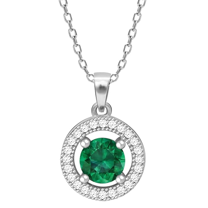 GIVA 925 Silver Forest Green Shining Halo Pendant With Link Chain | Gifts for Girlfriend, Gifts for Women and Girls |With Certificate of Authenticity and 925 Stamp | 6 Month Warranty*