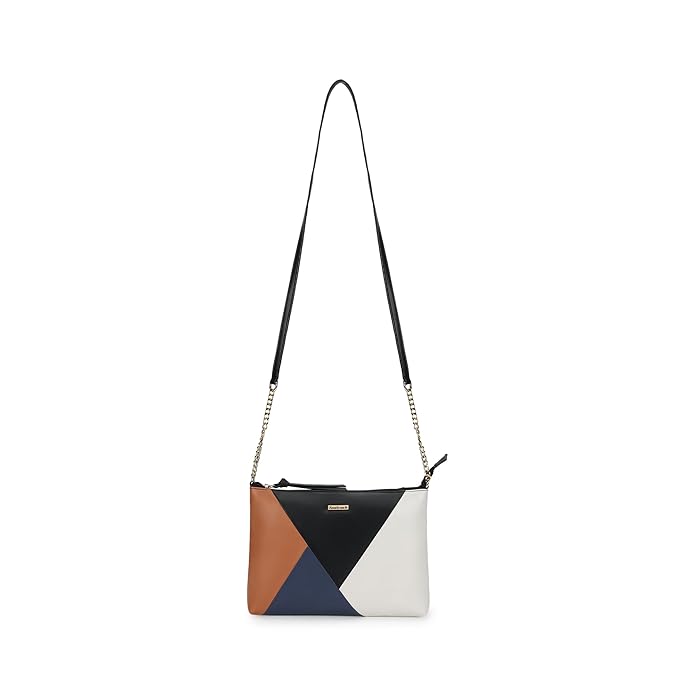 Fastrack Colour blocked Structured Sling Bag for Women, Girls and Ladies | with Semi Chain Sling Strap | Slings for Casual Carry | Ladies Purse Handbag