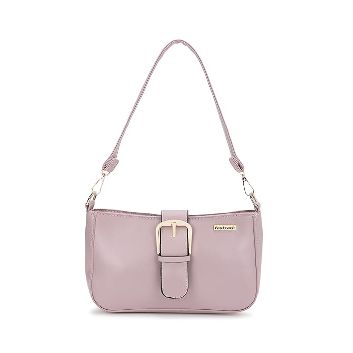 Fastrack Women Buckle Detail Shoulder Bag with Top Zip and Flap Closure | Inner Zip and Slip Pockets, Gold Metal Accents | Trendy Sling Bag | Trendy Women Handbags