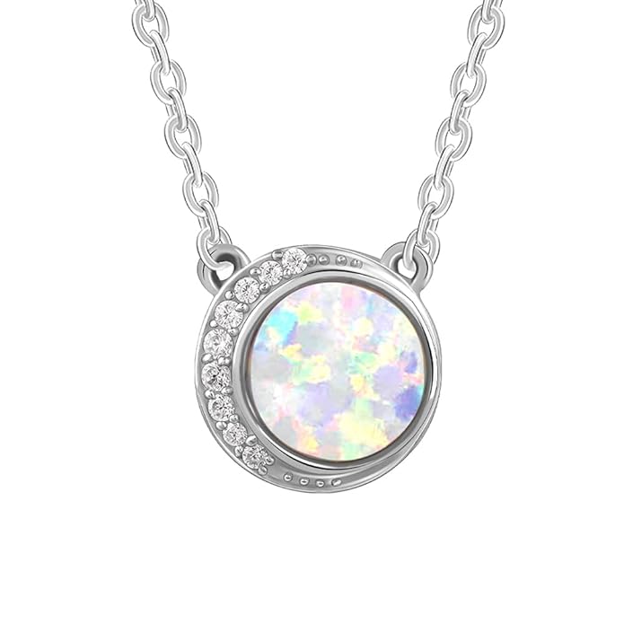 GIVA 925 Silver Opal Moon Necklace| Pendant to Gift Women & Girls | With Certificate of Authenticity and 925 Stamp | 6 Months Warranty