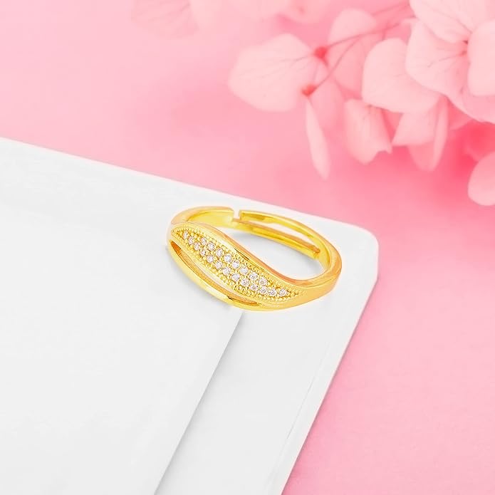 GIVA 925 Silver Golden Bewitching Ring, Adjustable | Gifts for Women and Girls | With Certificate of Authenticity and 925 Stamp | 6 Months Warranty