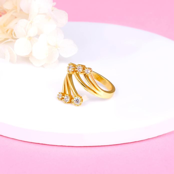GIVA 925 Silver Golden Bouquet of Hug Ring, Adjustable | Gifts for Women and Girls | With Certificate of Authenticity and 925 Stamp | 6 Months Warranty*