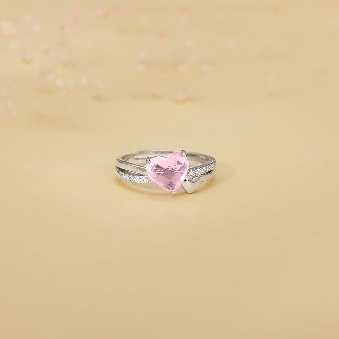 GIVA 925 Silver Heart-to-Heart Ring, Adjustable | Gifts for Women and Girls | With Certificate of Authenticity and 925 Stamp | 6 Months Warranty
