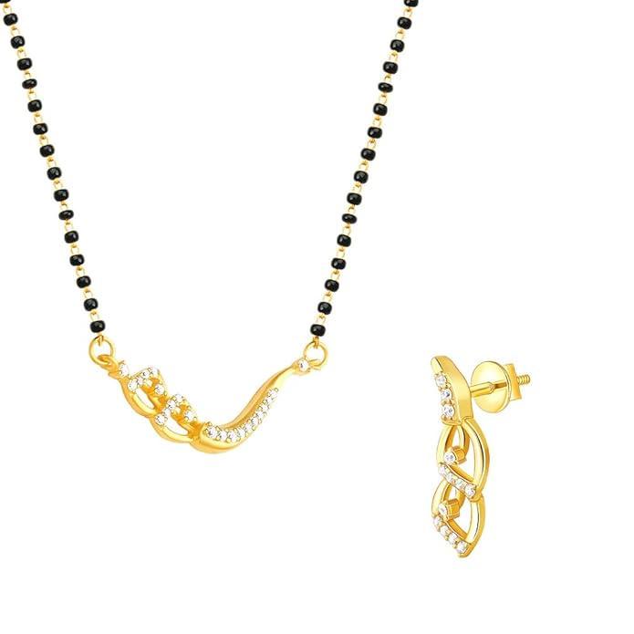 GIVA 925 Silver Golden Match Made In Heaven Mangalsutra Set|Gift for Girlfriend| With Certificate of Authenticity and 925 Stamp | 6 Months Warranty*