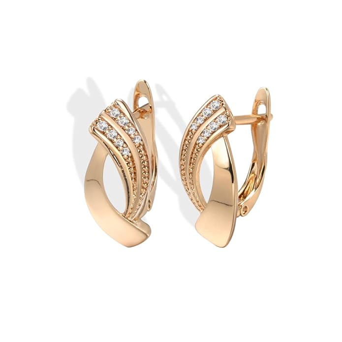 Shining Diva Fashion 18k Rose Gold Plated Latest Stylish Copper Zircon Earrings for Women and Girls (14478er)