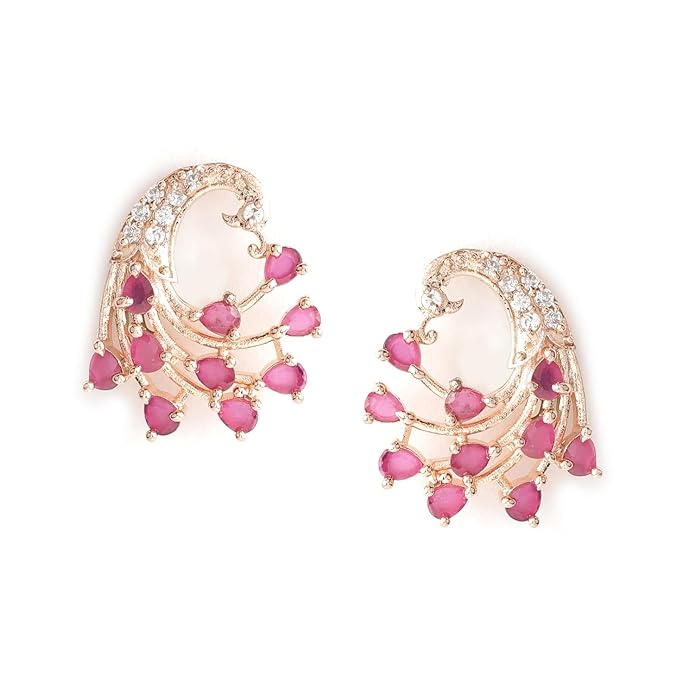 Rubans Stud Earrings Oversized Fashionable American Diamond Stylish Jewellery Gift for Women & Girls