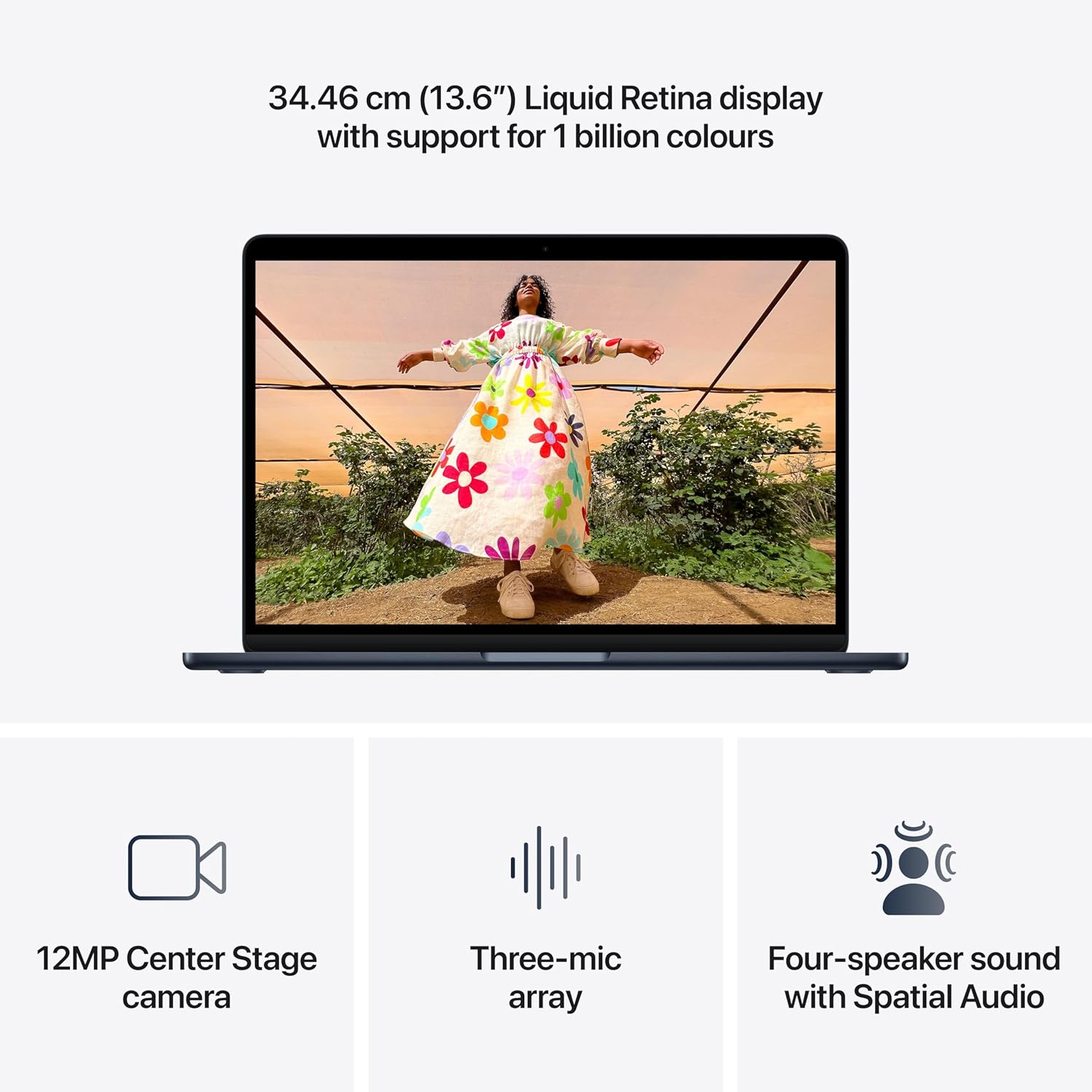Apple 2026 MacBook Air 13″ Laptop with M5 chip: AI and Apple Intelligence, 34.46 cm (13.6″) Liquid Retina Display, 16GB Unified Memory, 1TB SSD Storage, 12MP Center Stage Camera, Touch ID; Midnight
