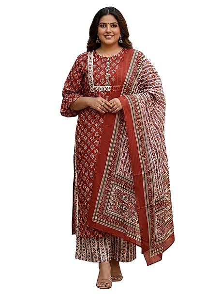 Yash Gallery Women's Rayon Floral Printed Straight Kurta with Pant & Dupatta Set