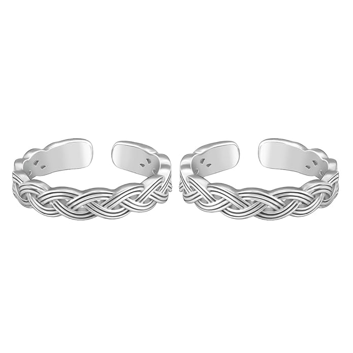 GIVA 925 Silver Celtic Tide Toe Rings, Adjustable| Toe Rings for Women and Girls | With Certificate of Authenticity and 925 Stamp | 6 Month Warranty