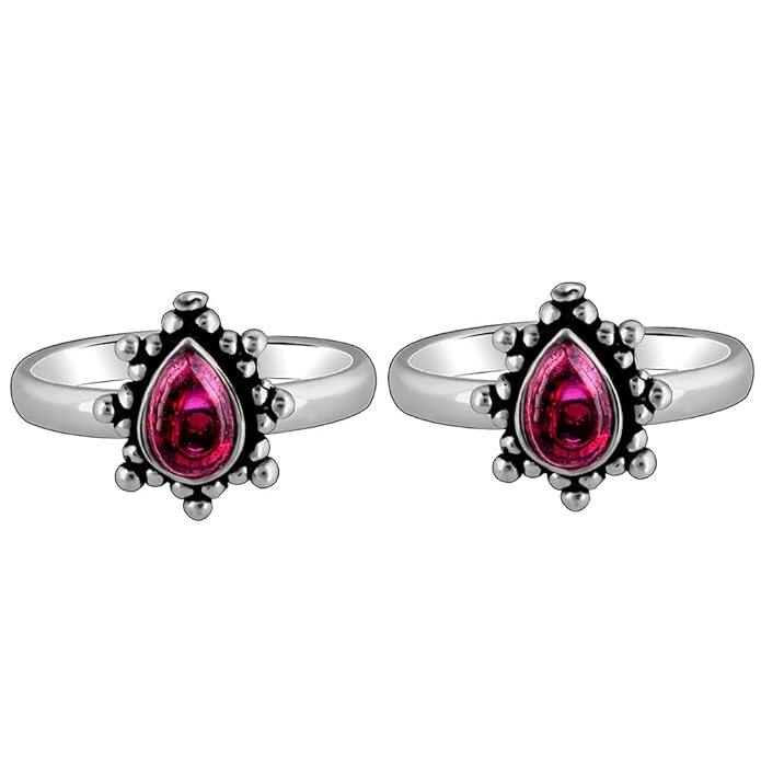 GIVA 925 Oxidised Silver Pear Toe Rings, Adjustable| Toe Rings for Women and Girls | With Certificate of Authenticity and 925 Stamp | 6 Month Warranty