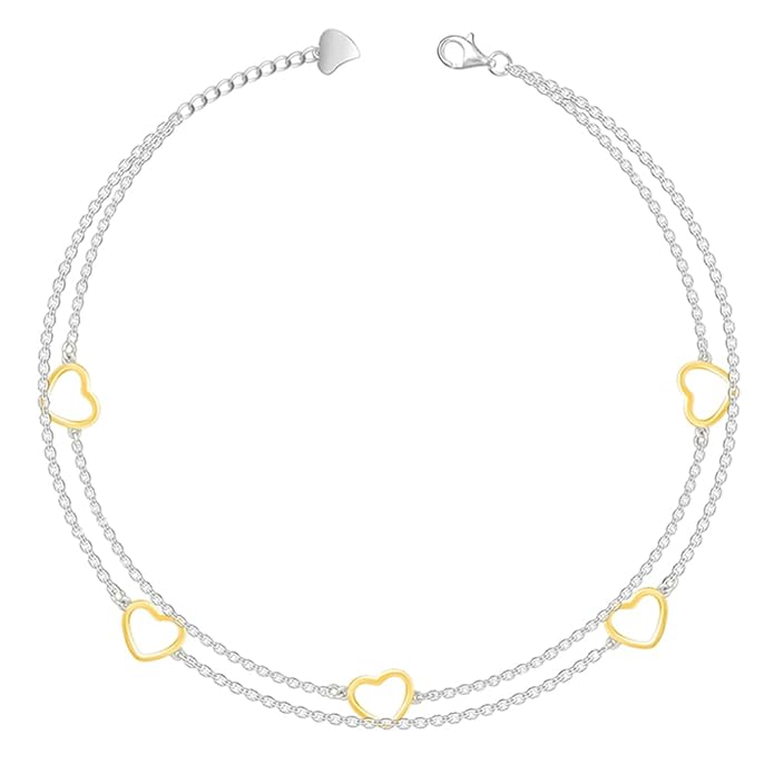 GIVA 925 Silver 18k Gold Plated Rose Gold Zircon Studded Black Bead Anklet | Gifts for Women & Girls