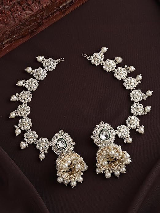 Shining Diva Fashion Earrings for Women Stylish Traditional Fancy Latest Kundan Jhumki Set (16830er)