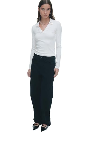 KOTTY Womens High Waist Flared Fit Ankle Length Clean Look Denim Jeans