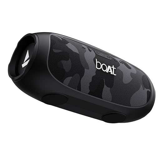 Boat Stone 1800 Bluetooth Speaker w/ 90 W RMS Sound, RGB LEDs, EQ Modes, IPX6,BT v5.3,Multi- Compatibility– Aux&USB, Playback time Up to 5 Hours & Type C Charging(Camo Black)