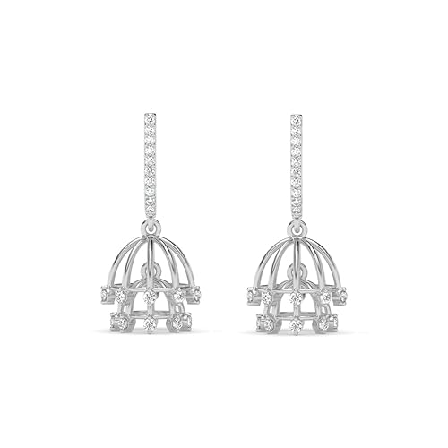 CLARA 925 Sterling Silver Jhumki Earrings | Platinum Plated, Swiss Zirconia | Gift for Women and Girls