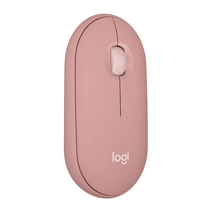 Logitech Pebble Mouse 2 M350s Slim Bluetooth Wireless Mouse, Portable, Lightweight, Customisable Button, 4000 DPI, Quiet Clicks, Easy-Switch for Windows, macOS, iPadOS, Android - Tonal Rose