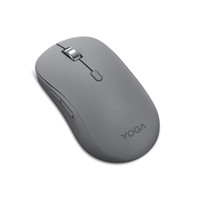 Lenovo Yoga Bluetooth Silent Mouse, 3 Level DPI Adjustment, 36 Month Battery Life, Bluetooth 5.3, 3 Device Paring, Whisper Quiet, Programmable Buttons, Smooth Finish, Luna Grey
