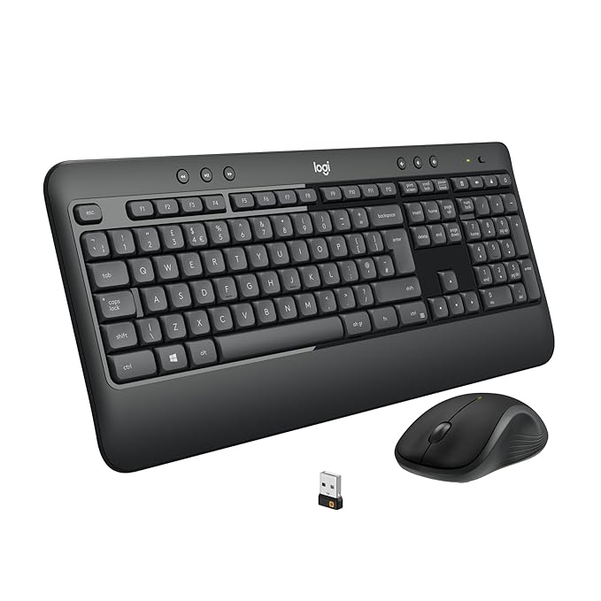 Logitech MK540 Advanced Wireless Keyboard and Mouse Combo for Windows, 2.4 GHz Unifying USB-Receiver, Multimedia Hotkeys, 3-Year Battery Life, for PC, Laptop - Black