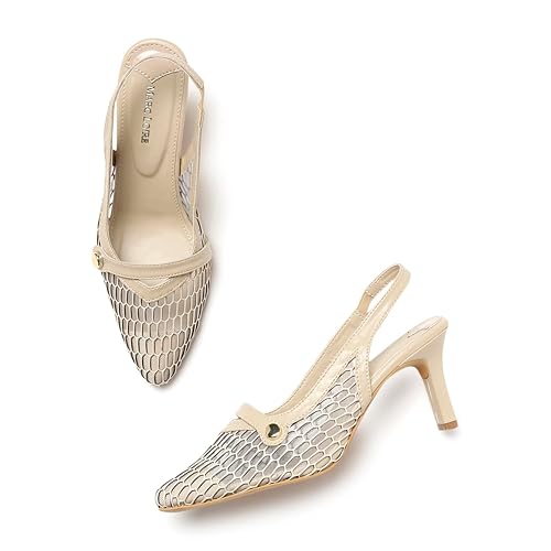Marc Loire Women Slim Heel Pointed Toe Fashion Sandal with Slingback Strap