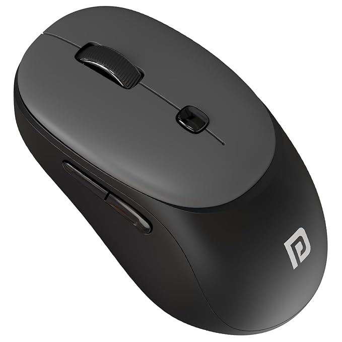 Portronics Toad Neo Wireless Bluetooth Mouse with Dual Wireless Connectivity (BT + 2.4 GHz), Rechargeable Battery, Forward & Back Button, Multi-Device Pair, Upto 3200 Dpi Sensitivity(Black)